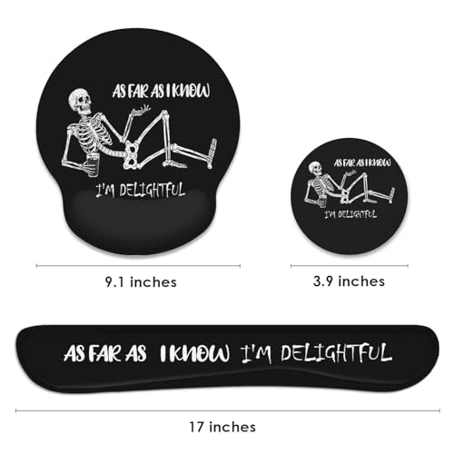 Ergonomic Mouse Pad Set with Wrist Rest, Black Skull Skeleton | Non-Slip Rubber Base Wrist Cushion Support and Coasters Mousepad with Wrist Support for Computer Keyboard - color: Skull Skeleton Black