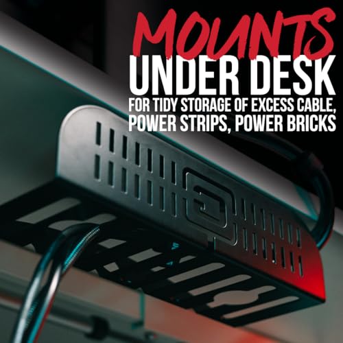 Gator Frameworks Metal Cable Management System - Mounts Under Desk for a Clutter Free Space with 1" Sapced Slots and (6) Cable Ties, (GFW-CBLMGM-MTL) - style: Metal System