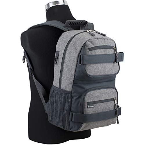 Eastsport Travel Skateboard Backpack Double Strap Laptop Bag Multi-Sport Design for Men and Women, Graystone Chambray - color: Graystone Chambray