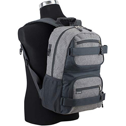 Eastsport Travel Skateboard Backpack Double Strap Laptop Bag Multi-Sport Design for Men and Women, Graystone Chambray - color: Graystone Chambray