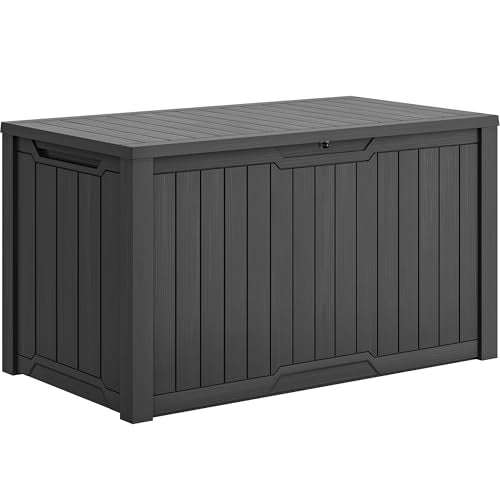 YITAHOME XXL 240 Gallon Large Outdoor Storage Deck Box for Patio Furniture | Outdoor Cushions, Garden Tools and Sports/ Pools Equipment, Weather Resistant Resin, Lockable (Dark Gray) - color: Dark Gray, size: 240 Gallon, style: Deck Box