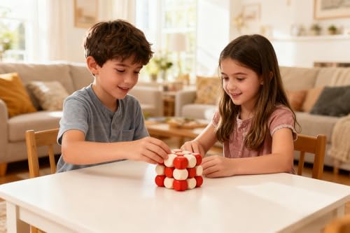 MAGIKON Brain Teaser Cube Puzzle Toy, Snake Cube Wooden 3D Puzzle | Wood, two-tone colors, snake cube design, smooth gliding, logic puzzle, for kids adults, spatial awareness toy