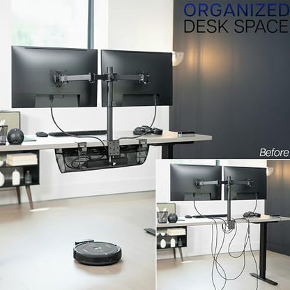 VIVO No Drill Clamp-on 24 inch Mesh Net Under Desk Cable Management Wire Organizer, Adjustable Home Office Standing Desk Cord Storage Sleeve, Black, DESK-AC24MH - size: 24"