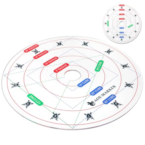 D&D 5e Damage Template with 1" Center Hole - 30' Cube/Cone Acrylic AOE Measurer, RPG Alignment Tool for Precise Spell Casting, Tabletop Gaming Accessories & DM Gifts, Tools for Dungeons and Dragons - style: ALL IN ONE