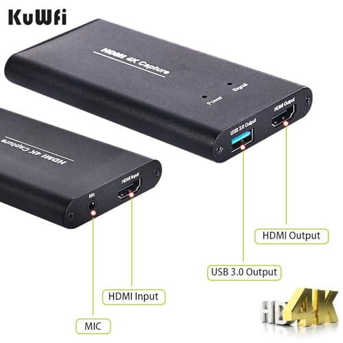 KuWFi Game Capture Card Switch,Video Capture Card 4K 1080P 60FPS, HDMI to USB 3.0 Converter for All HDMI Devices Such as Streaming Work with PS4/PC/OBS/Camera