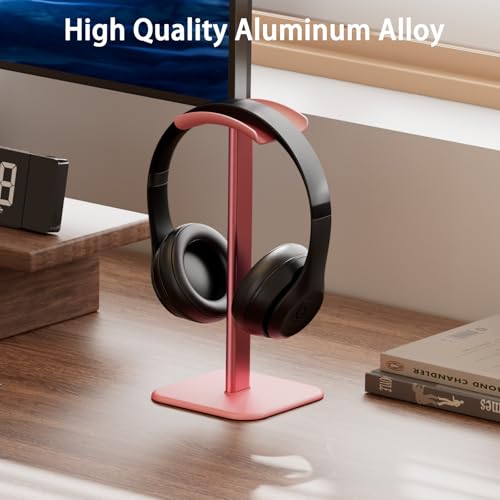 Headphone Stand for Desk - Headset Stand Headphone Holder (Pink) | with Aluminum Hanger and Plastic Headrest, headphone holder for AirPods Max, Sony, Bose, Beats and More - color: Pink