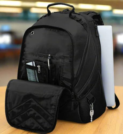 Broad Bay UNC Charlotte Laptop Backpack – Official 49ers Logo – Durable 600D Polyester – Padded Laptop Compartment – Ideal Travel & Work Backpack – Fits Up to 17” Laptops - color: Black