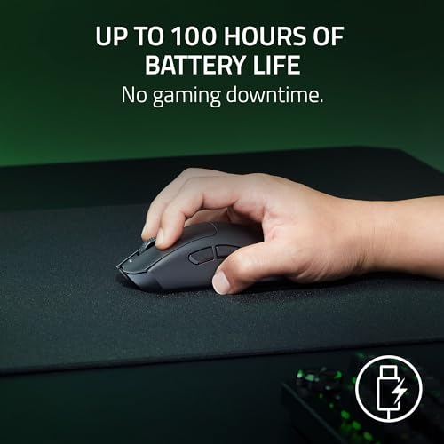 Razer DeathAdder V3 HyperSpeed Wireless Gaming Mouse: 55g Lightweight - USB C Charging - Up to 100 Hr Battery - Advanced 26K Optical Sensor - Gen-3 Optical Switches - 8 Programmable Controls - Black