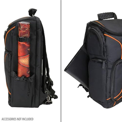 USA Gear MTG Backpack Compatible with Magic the Gathering Deck, Yu-Gi-Oh, MTG Decks & more - TCG Backpack MTG Bag with Shoulder Straps, Customizable Dividers, TCG Playmat Holder, Binder Space (Orange) - color: Orange