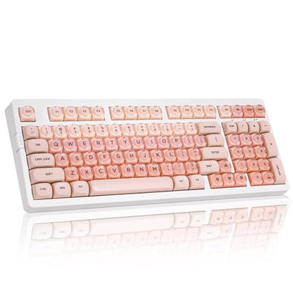 ZORNHER ZH980 Foundation Mechanical Keyboard,95% Pink Creamy Keyboard with Number Pad, Full Size Girly Gaming Keyboard Cute,Jelly MOA Round Profile Keycaps,Creamy Sounding Linear Switches - color: Foundation, size: Creamy Switch