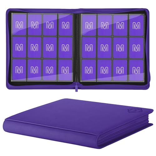 Premium Card Binder 12 Pocket for 720 Pockets Trading Card Binder, PU Zipper Card Collection Album, Sturdy Side-Loading Card Book Holder for MTG, TCG, Game Cards, Sports Cards - color: 12 Purple