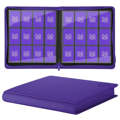 Premium Card Binder 12 Pocket for 720 Pockets Trading Card Binder, PU Zipper Card Collection Album, Sturdy Side-Loading Card Book Holder for MTG, TCG, Game Cards, Sports Cards - color: 12 Purple