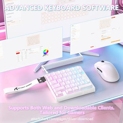 ATTACK SHARK M36 HE One-Handed Magnetic Switch Keyboard, 8000Hz Polling, Hot-Swappable, High-Precision 0.01mm, 36 Keys Wired Keypad with RGB Backlit, C01 Ultra Led Aviator Cable-White Contour - color: White Contour