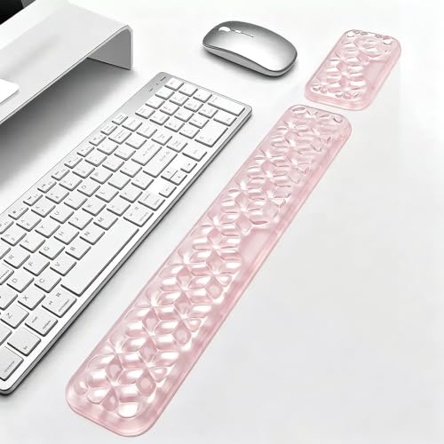 Mouse Pad with Wrist Rest, Soft Cloud Gel Keyboard Mouse Pad Set with Hand Wrist Support, Cute Non Slip Office Desk Accessories for Comfort/Pain Relief/Computer/Laptop (Pink Diamond) - color: Pink Diamond