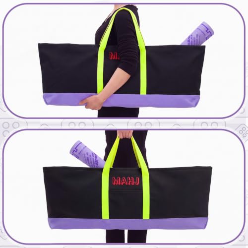 Mahjong Bag for Tiles and Racks Empty American Mahjong Tiles Carrying Tote 31.5 x 12 x 4 Inch Canvas Tile Game Accessory Gift for Pusher Rack Mat Carrying, Case Only (Yellow and Black) - color: Yellow and Black
