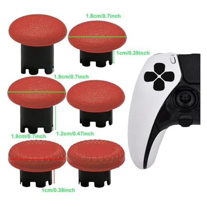 6 Pack Interchangeable Thumbstick Caps for PS5 DualSense Edge Controller Joysticks, DualSense Edge Controller Swappable Thumbsticks Replacement for PS5 Edge Controller (Red) - color: Red