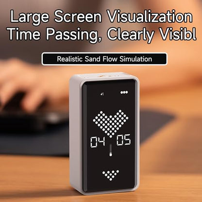 Visual Timer, Rechargeable Digital Hourglass Timer with LED Display | Large display, magnetic back and adjustable volume for classroom, kitchen, fitness, study and kids learning - color: Black