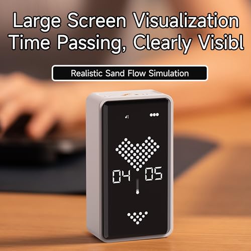 Visual Timer, Rechargeable Digital Hourglass Timer with LED Display | Large display, magnetic back and adjustable volume for classroom, kitchen, fitness, study and kids learning - color: White