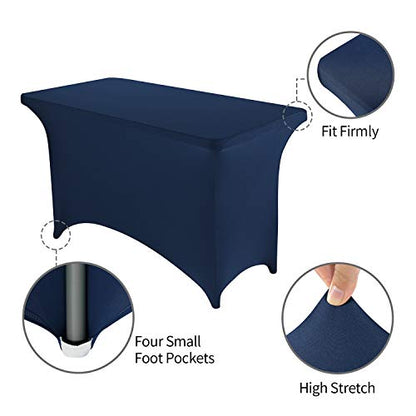 Peomeise 4FT Spandex Table Cover Rectangular Stretch Spandex Tablecloth (Navy,4FT) - color: Navy, size: 48" x 30" (Rectangle)