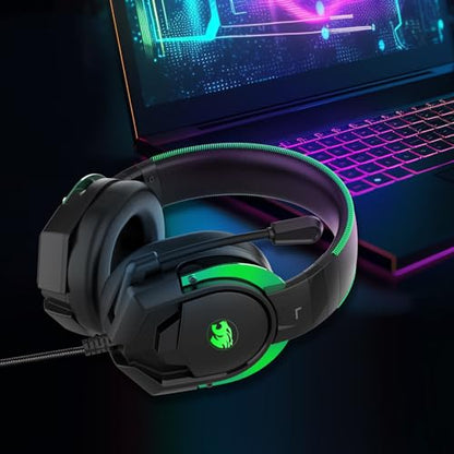 IMYB A88 Gaming Headset with Microphone, Stereo Wired Noise Cancelling Over-Ear Headphones with Mic for Pc, Ps5, Xbox One Series X/s, Ps4, Computer, Laptop, Mac, Nintendo, Gamer (Green) - color: Green