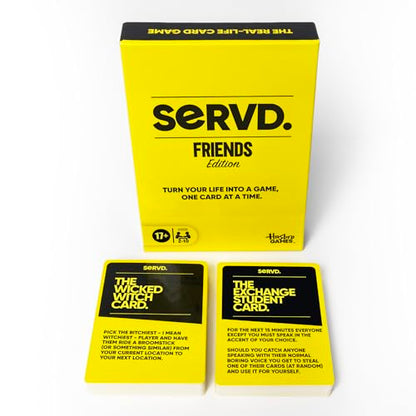 Hasbro SERVD Friends Edition Party Game – Hilarious Real-Life Card Game for Adults – Inject Fun and Strategy into Time with Friends – 2-10 Players – Ages 17+ - style: Friends