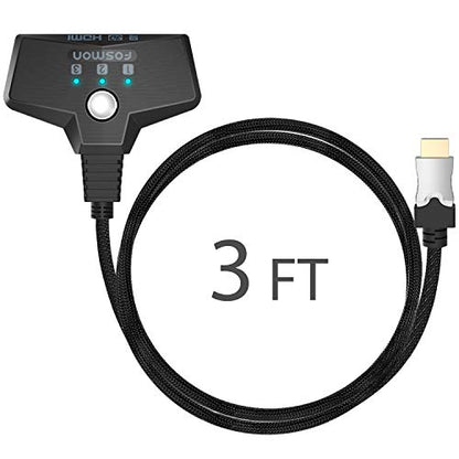 Fosmon 4K HDMI Switch 3 in 1 out 4K@60Hz, 3-Port HDMI Switcher HD 1080P 60Hz HDCP 2.2, HDMI Splitter Hub Compatible with HDTV, PS5/4, Xbox, Fire Stick - size: 4k@60Hz