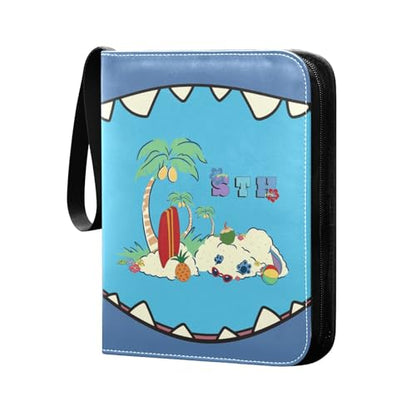 Cartoon Blue Card Binder, 4 Pocket Trading Card Holder with 50 Removable Sleeves, Zipper Card Binder Fits 400 Cards, Collection Card Storage Case Album Book Gifts - color: Cartoon