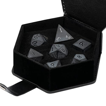 UDIXI Frosted Obsidian Gemstone Dice Set Stone DND Dice for Tabletop Games | Natural Stone, Premium Gift Box, DM Gift, for Dungeons and Dragons Role Playing Games - color: Frosted Obsidian