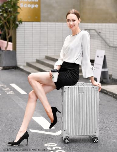 20" Carry On Suitcase Zipperless Aluminum Frame Luggage, Silver | TSA Lock, Lightweight, PC Hardshell, Rolling Carry-On Luggage with Wheels, Hardside, Business Travel - color: Silver