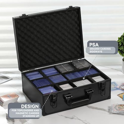 novelinks Trading Card Storage Box for 3" x 4" 35pt Rigid Cards, Toploader Organizer Case, Trading & Sports Cards, Graded & Rating Card Holder Box, with 6 DIY Partitions (6 Card Slots) - size: 6 Card Slots