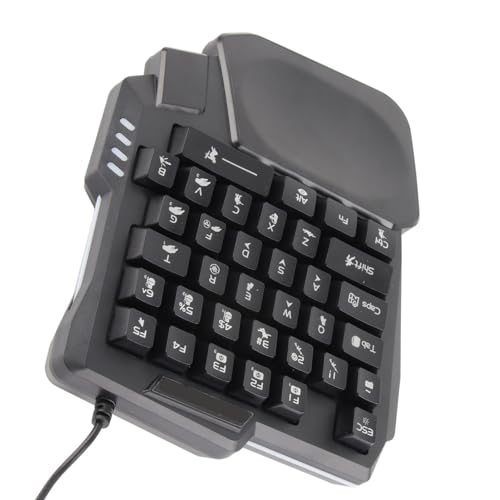 K13 One Handed Gaming Keyboard, 35 Keys Single Hand Keyboard with Wide Palm Rest & 3 Color Backlight, Mini Mechanical Gaming Keypad for Computer Mobile Games, Black
