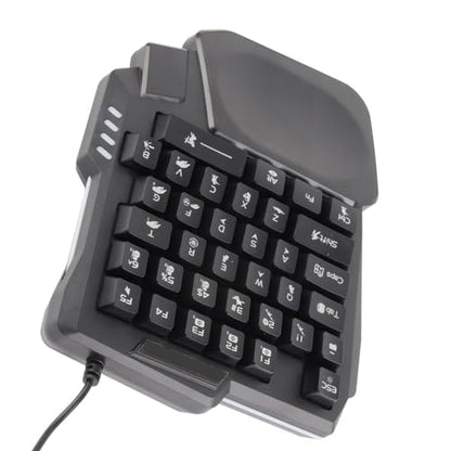 K13 One Handed Gaming Keyboard, 35 Keys Single Hand Keyboard with Wide Palm Rest & 3 Color Backlight, Mini Mechanical Gaming Keypad for Computer Mobile Games, Black
