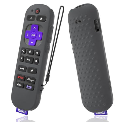 Silicone Cover for Roku Voice Remote Pro 2nd Ed. Roku Remote Control RCB1R Protective Silicone Case Sleeve Shockproof Skin for Roku Remote with Lanyard (Dark Grey) - color: dark grey