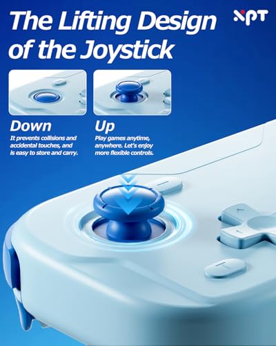 XPT Portable Mini Controller for Nintendo Switch 2/Switch 1/PC/iOS/Android/Steamdeck, Joystick Lift and Down Design,Wireless Bluetooth & Wired Gamepad with Turbo Function, 6-Axis Gyro, HD Vibration & 3D Joysticks, Home Button Wake-Up (blue) - color: Blue