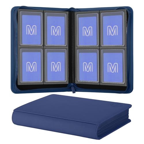 Toploader Binder,4-Pocket Side Load Trading Card Album, Holds 128 Cards | Top Loader Binder with Double-Sided Pockets for MTG, Sports Cards, Top Loader Storage（4 Dark Blue） - color: 4Dark Blue3