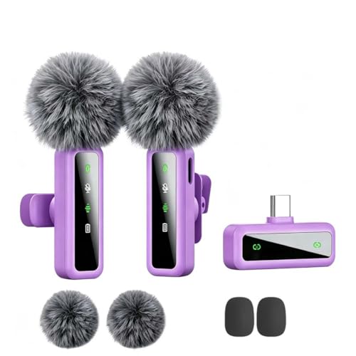 Wireless Lavalier Microphone for iPhone - iPad, Android Phone Computer, Mini Microphone for Live Streaming, Video Recording, Outdoor or Indoor Interviews, YouTube, TikTok, Vlog (Purple) - color: Purple