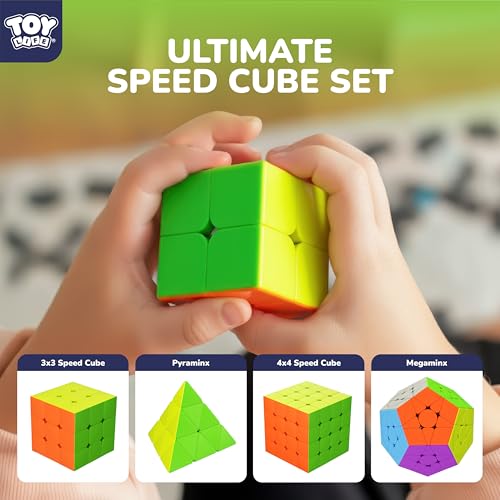 STEAM Life Speed Cube Set, Speed Cube Set of 2x2 3x3 4x4 Megaminx and Pyramid Cube Smoothly Stickerless Magic Cubes Collection for Kids & Adults - color: 5 Pcs