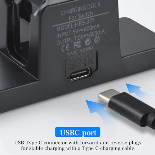 ELUTENG Nintendo Switch Controller Charger, 2 Port Joycon Charging Dock with LED Indicator & 3.3Ft USB-C Charging Cable for Switch & Joy-Con Controllers - color: White