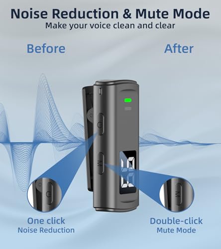 NPTCL Wireless Lavalier Mini Microphone for iPhone Video Recording | Noise Canceling Lapel Lav USB C Mic, LED Digital Charge Display, 35 Hour Charging Case for Vlog Youtube Tiktok Podcast - style: USB-C