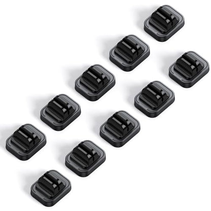 Lamicall 10 Pack [Spring Fixed] Cord Holder, Adjustable Desk Cable Clips | No-Residue Acrylic Adhesive Cable Management, Phone Charger Cord Holder for Wall Car Desktop Nightstand - size: 1Slot-10Pack