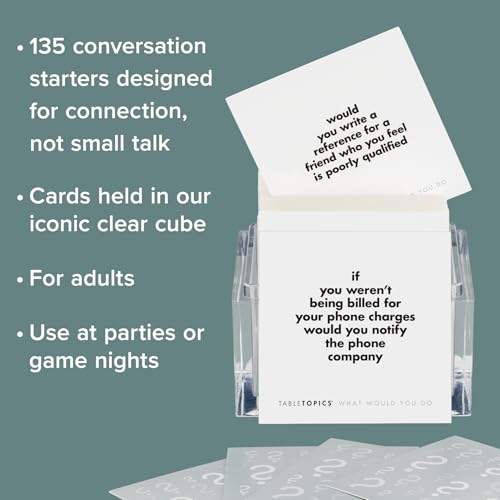 TableTopics What Would You Do 질문 카드 게임 - 성인 친구와 함께하는 파티를 위한 135개의 도발적인 대화 스타터 카드, 끈적한 상황에 대한 활기찬 토론, 쇄빙선 게임