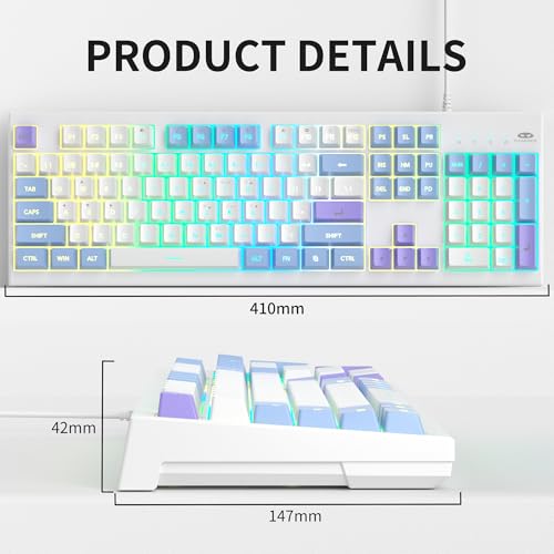 MageGee Creamy Keyboards,K2 Classic Keyboard Wired RGB Backlit 104 Keys Waterproof Ergonomic Keyboard,PC Keyboards for PC/loptop/MAC - Lris Violet - color: Lris Violet