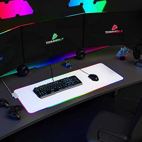 – RGB Gaming Mouse Pad XXL - Gaming Mouse Pad - 800x300 mm - 11 LED Colors and Light Effects - Precision and Speed - Rubberized Bottom Side - Washable - for PC and Laptop