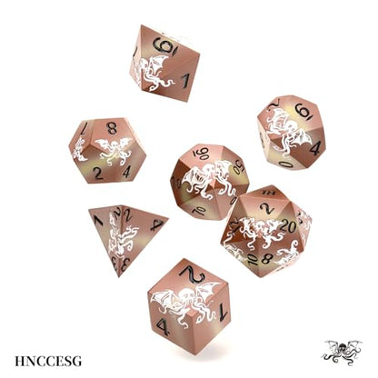 Octopus Metal RPG Dice Set,7-Piece,Brown & Ivory Contrast,Solid Zinc Alloy Dice for Fantasy Tabletop Role-Playing & Collectors Gift Box (Brown White) - color: Brown White