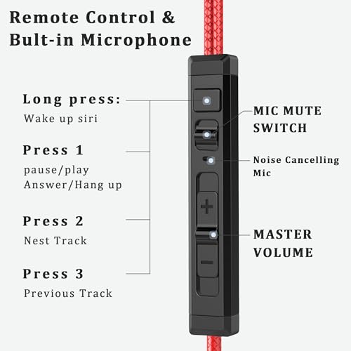 KASOTT SoundMaster Pro V1 - Gaming Earphones with Dual Audio Drivers,Battle Buds,in-Line Mic with Mute and Volume Control, Compatible with Xbox Series,Xbox One,PS5,PS4,Switch,Pc with 3.5mm Aux - color: Flaming Red