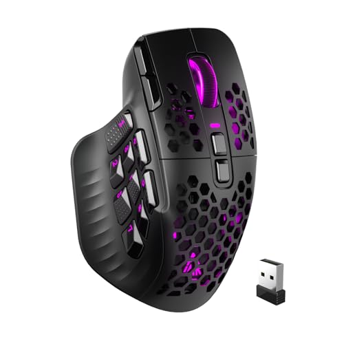 SOLAKAKA SM809 Pro MMO Gaming Mouse with 9 Side Buttons,24000 DPI RGB Mouse for Gamer,16 Programmable Macros MMO Mouse,Black - color: 1-black
