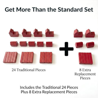 Replacement Pieces for Settlers of Catan – Roads, Settlements & Cities Set, Durable Game Tokens, Compatible with Catan Board Game Accessories, Game Pieces Plus Bonus Pieces (Red) - color: Red