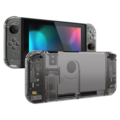 eXtremeRate DIY Replacement Shell Buttons for Nintendo Switch, Back Plate for Switch Console, Housing with Full Set Buttons for Joycon Handheld Controller - Clear Black [No Electronics Parts] - color: Clear Black