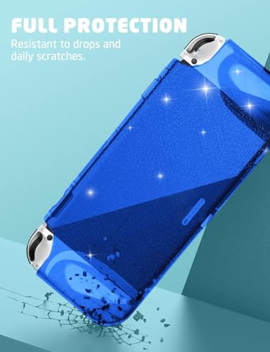 Mumba Case for Nintendo Switch OLED 2021 [Thunderbolt Series] Clear Protection with Ergonomic TPU Handle Compatible with New Switch OLED 7 inch Console and Joy-Con (Blue) - color: Blue