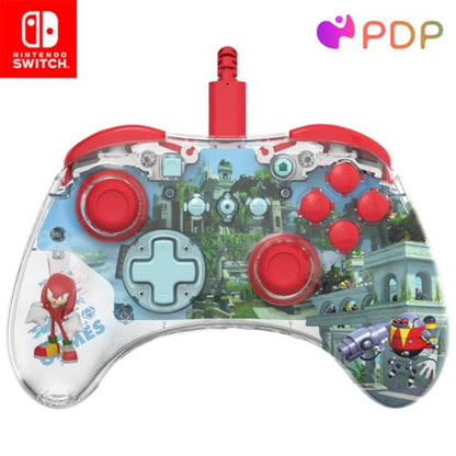 PDP REALMz Nintendo Switch Pro Controller, Customizable LED Lighting, 3.5mm Headphone Jack, Officially Licensed by Nintendo and SEGA: Sonic Superstars (Knuckles Sky Sanctuary Zone) - color: Knuckles